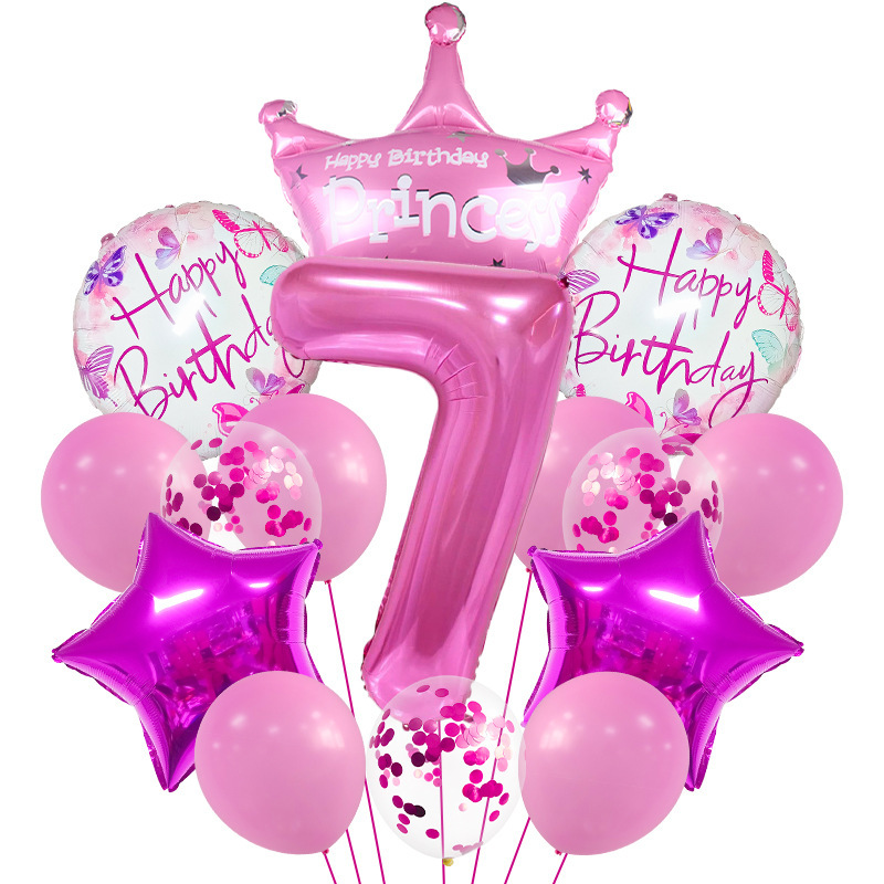 Pink balloons set 7 year