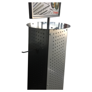 4-sided Steel <strong>Pegboard</strong> Double-side Logo on Top Tool Accessories square Hollow Tools <strong>Display</strong> Stand with <strong>Custom</strong> Hanging <strong>Hooks</strong> - Product Image 4