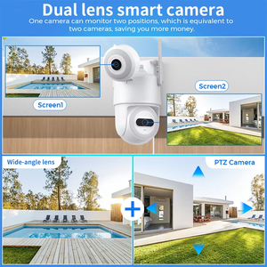 8MP Full HD Sem Fio PTZ CCTV IP Câmera Dual Screen Dual Lens Ai Motion Detection NVR Dados POE Câmeras <span class=keywords><strong>Wifi</strong></span> de Segurança Interna