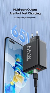 Usb <strong>Multi</strong> Device Universal Travel Port Power Adaptor Iphone Type C <strong>Adapter</strong> <strong>EU</strong> <strong>Plug</strong> Phone 65W <strong>Output</strong> Power Charger Custom Logo - Product Image 5