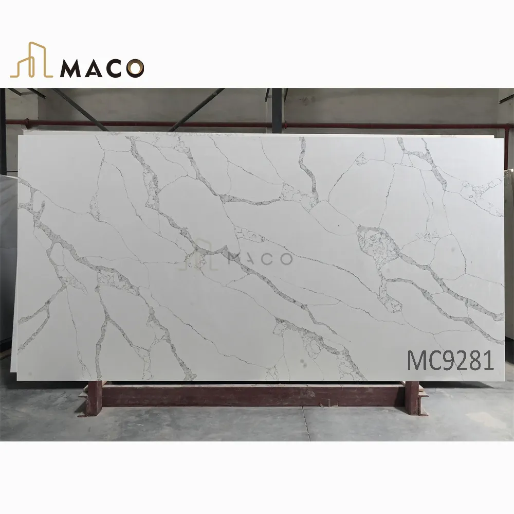 Jumbo tamanho cinza veia calacata design artificial branco quartzo, pedra para bancada da cozinha pedra top benchtop