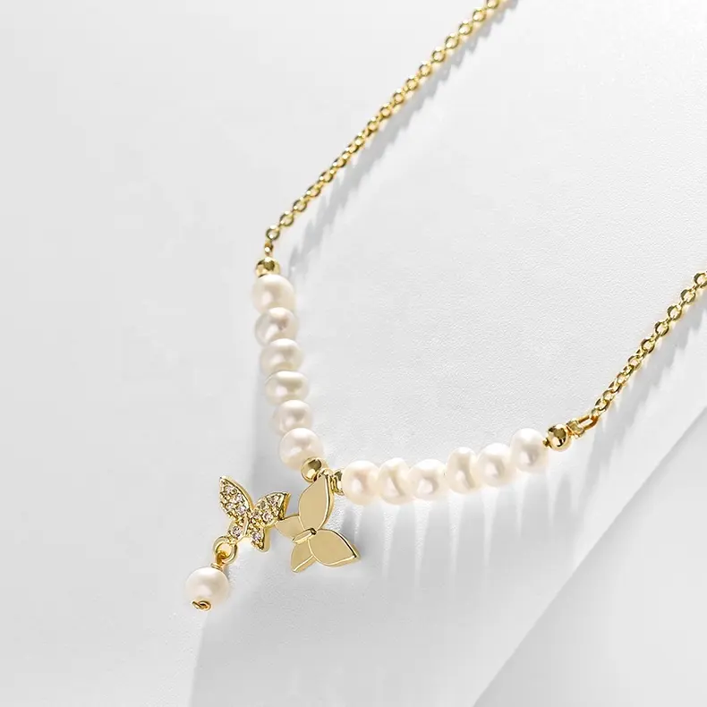 Delicato gioielli in acciaio inossidabile collana girocollo catena e collana di perle delicato segno zodiacale bella collana a farfalla