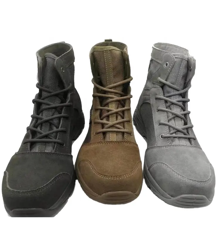 Sepatu Hiking Warna Tentara Hijau Sepatu Hutan Musim Panas Bersirkulasi, Ankle Desert Boots Bahan Kanvas