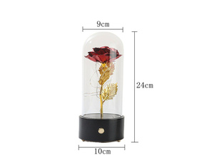 Custom Song Box Music Bluetooth Speaker <strong>LED</strong> Light Eternal Rose Gift Box Gold Leaf Rose Glass Cover <strong>Wind</strong> <strong>up</strong> Music Box - Product Image 3