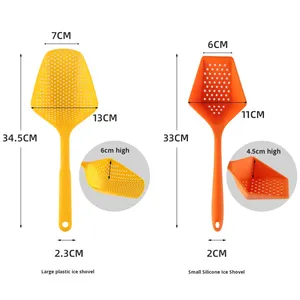 Qua biên giới PP dài rãnh Muỗng Tách Nước Nhà Bếp Lọc Silicone Ice Scoop mì Lọc thoát nước muỗng - Product Image 4