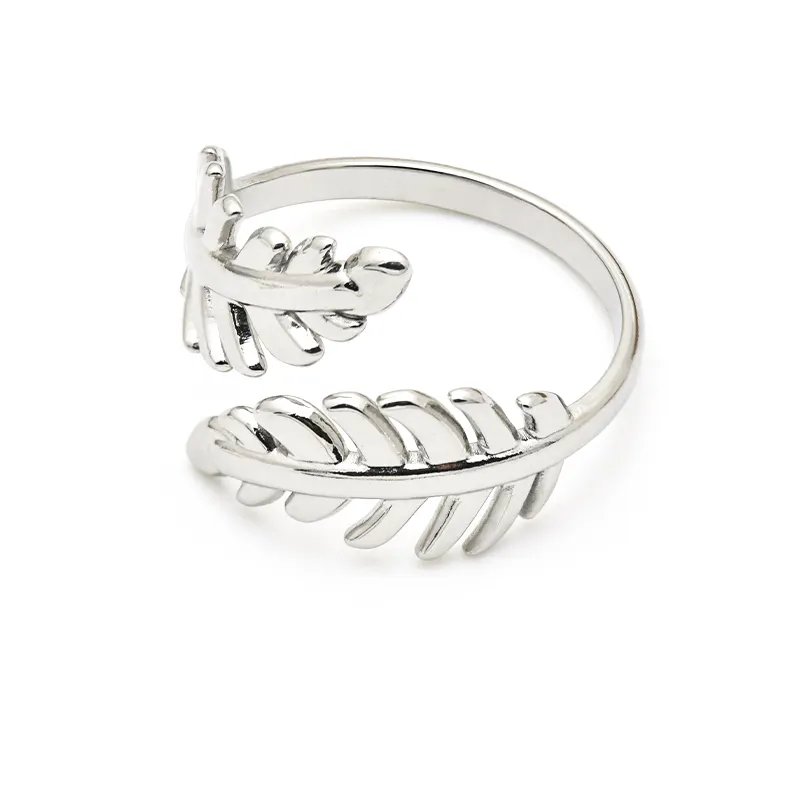 Anelli da dito regolabili con anello aperto in piuma con motivo personalizzato anelli da dito in acciaio inossidabile per gioielli da donna