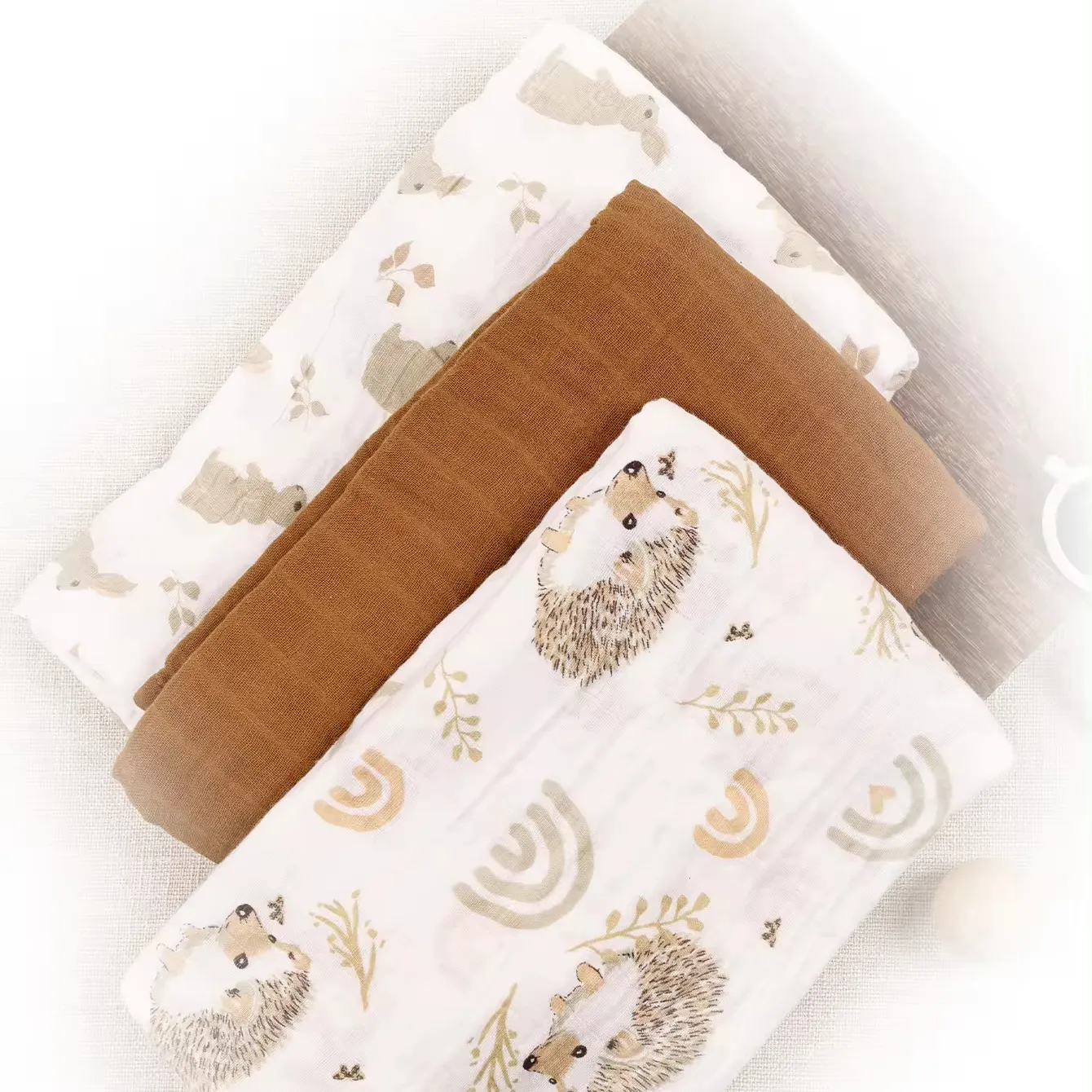 100% Bamboo Weave Organic Muslin Swaddle Waddle Baby Blankets For Newborns Breathable Skin-Friendly Swaddle Blankets