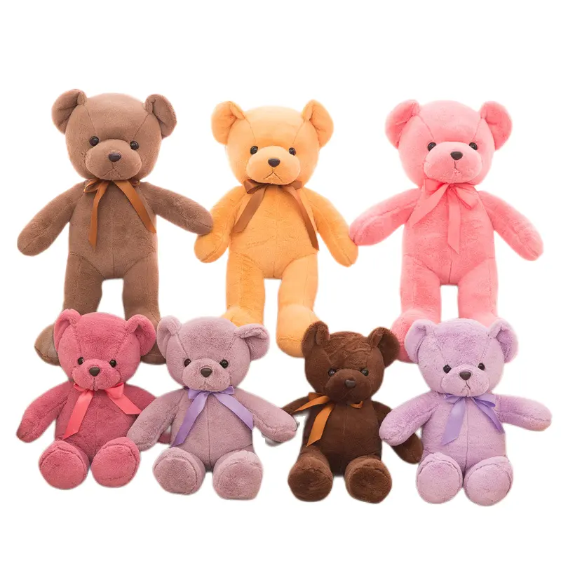 Gấu bông mười màu mềm mại đồ chơi sang trọng Ngày Valentine sinh nhật của trẻ em Sáng Tạo búp bê sang trọng quà tặng dễ thương phim hoạt hình màu nơ