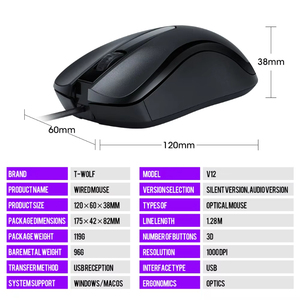 Vendita calda 3-pulsante cablato Mouse USB silenzioso Design classico Business Office & Laptop PC Desktop Mouse per Computer 3D stile - Product Image 5