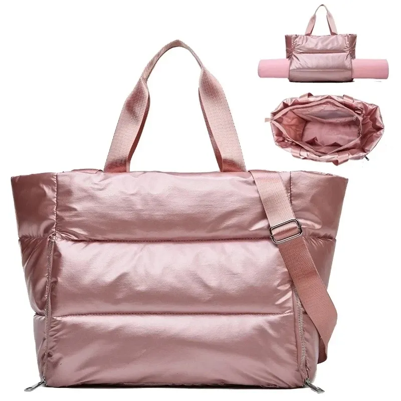 2024 Women Gym Sports Bag Waterproof Swimming Yoga Mat Blosa Pink Weekend Travel Duffle Tote Bags Fitness Shoulder Handbag