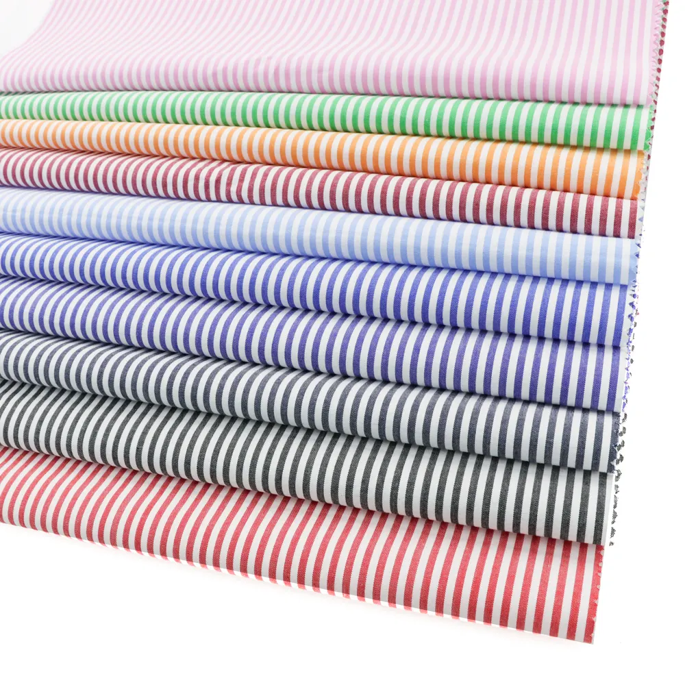 Source manufacturer high quality breathable yarn dyed 100% cotton stripe fabric for shirts dress pet suppliers