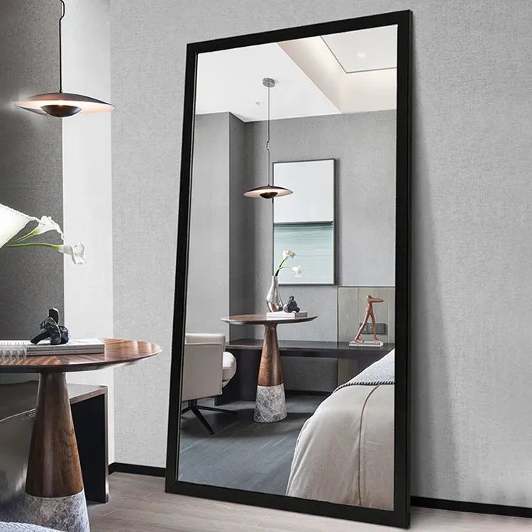 Espejo de tocador de pie de longitud completa para decoración de pared, espejo con marco para dormitorio, estilo europeo, venta al por mayor