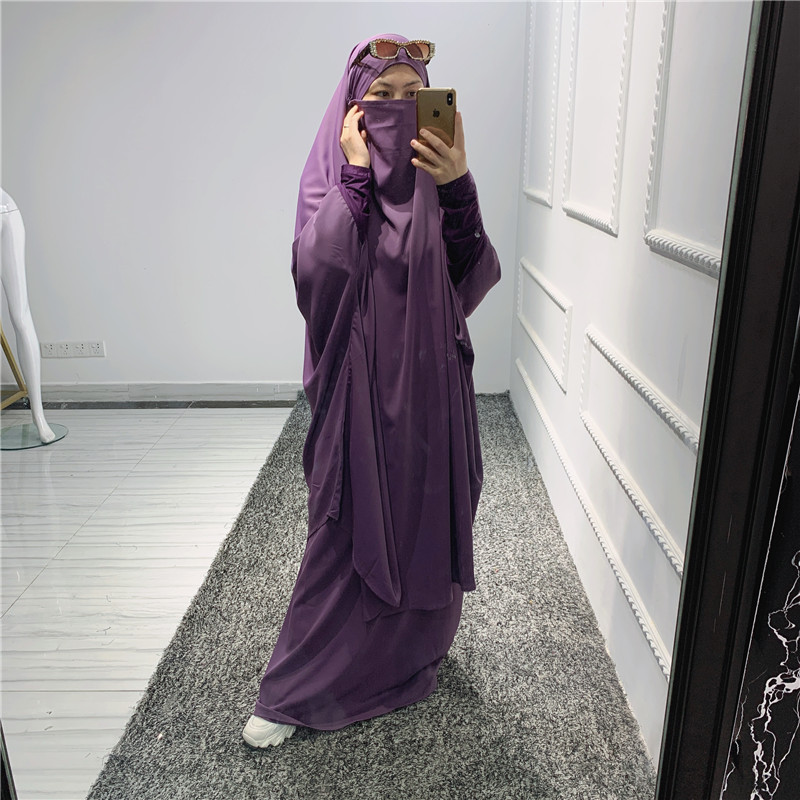 2021 Muslim Ramadan Abaya suit with hijab Islamic clothing Dubai abaya overhead long abaya with hijab