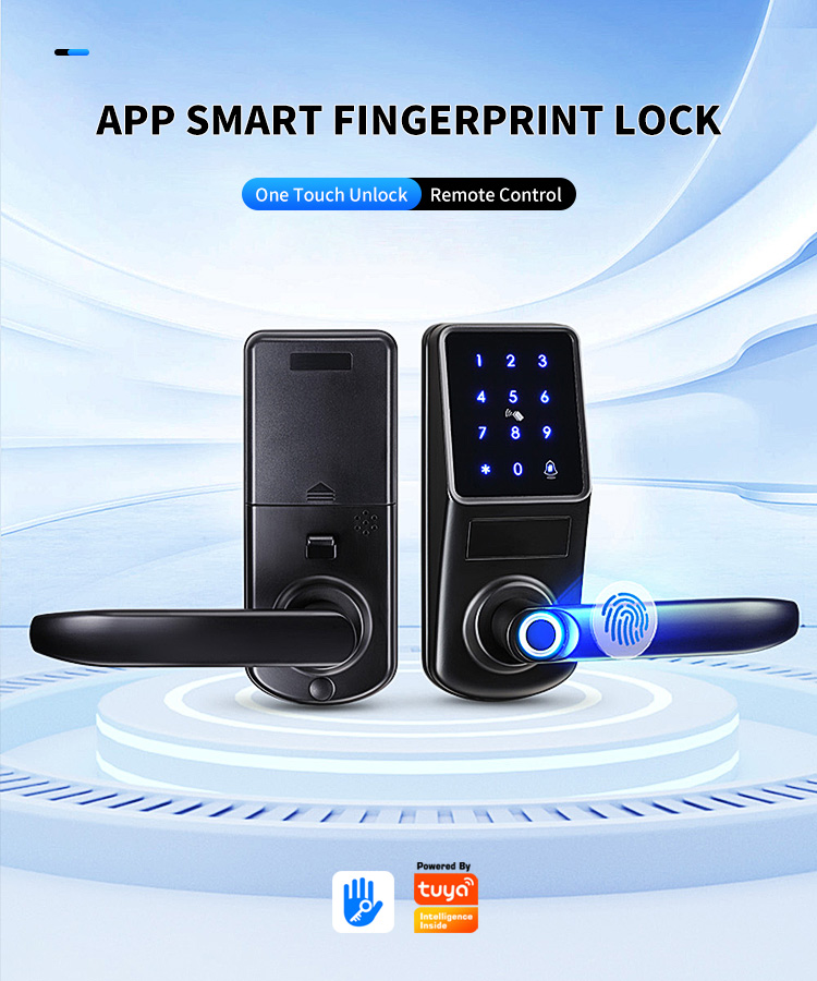 Tediton Safety APP Fingerprint Card Code Combination Smart Door Lock with Touch-Screen Keypad