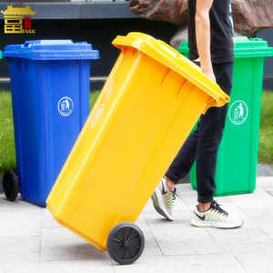 Tekerlekler ile büyük kapasiteli taşınabilir HDPE plastik geri dönüşüm çöp tenekesi - Product Image 4