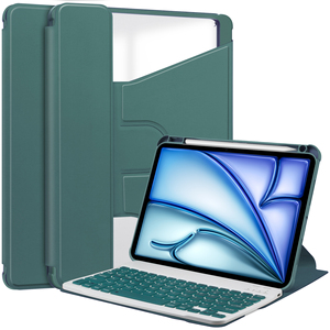 Teclado inalámbrico con Funda de cuero giratoria de 360 grados Parte trasera transparente y Portalápices para iPad Air 13 (2024) - Product Image 1