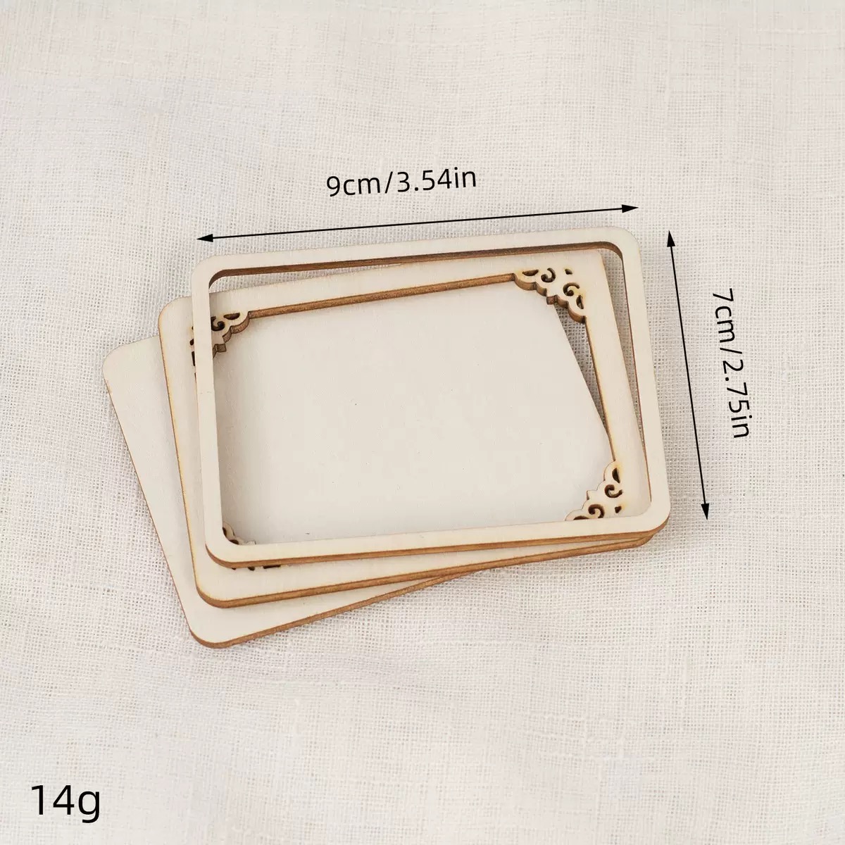 Decoración tallada rectangular marrón, 7*9, tres capas, 10 juegos