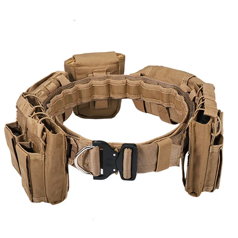 Cintura tattica da uomo nera imbottita leggera MOLLE 6 pezzi Set borsa Utility custodia per cintura in vita