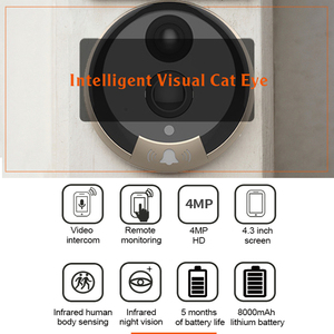 KERUI 4,3 Zoll Wireless Intercom System für zu Hause 140 Grad Weitwinkel Cat's Eye Smart Türklingel Nachtsicht Infrarot - Product Image 2