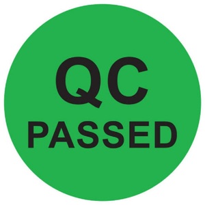 30mm Diameter Green &quot;<strong>QC</strong> Passed&quot; <strong>Label</strong> Stickers Quality Control <strong>Labels</strong> for Quality Assurance Program