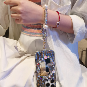 Hot Selling Beaded Pearl Phone Chain Wrist Bracelet Keychain Creative Design Prevent <strong>Losing</strong> Mobile Phone Rope <strong>Key</strong> Chain
