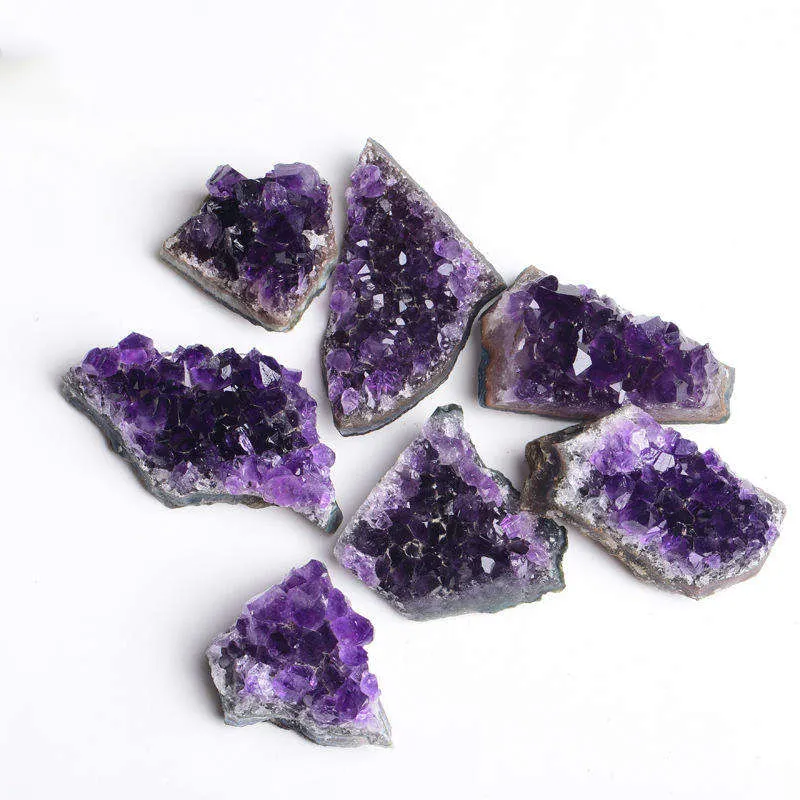 Натуральный пурпурный кристаллический кластер кварца, энергетический лечебный аметист, геодовый образец, камень, декоративное украшение