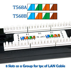 Panel de conexión en blanco sin blindaje montado en rack de 1U de 19 pulgadas con Red trasera UTP RJ45 Panel de conexión de fibra óptica de 24 puertos