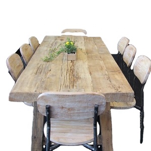 Retro Antique Mộc Mạc Cổ Điển Accent Tafel Wabi Sabi Tái Chế Slab Dày Rắn Gỗ Nhà Hàng Bàn Ăn - Product Image 1