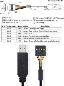 FTDI çip FT232 USB TTL 3.3V 5V Uart RTS CTS TXD RXD seri dönüştürücü kablosu Arduino ahududu pi
