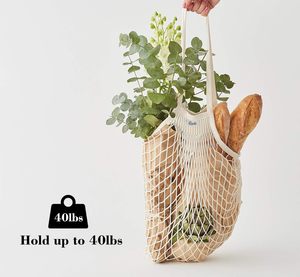 Lemonfilter Reusable Grocery Bags 5 Pack, Washable <strong>String</strong> Bag, Cotton Mesh Produce with Long <strong>Handle</strong> Net Tote Bag for Fruit - Product Image 3