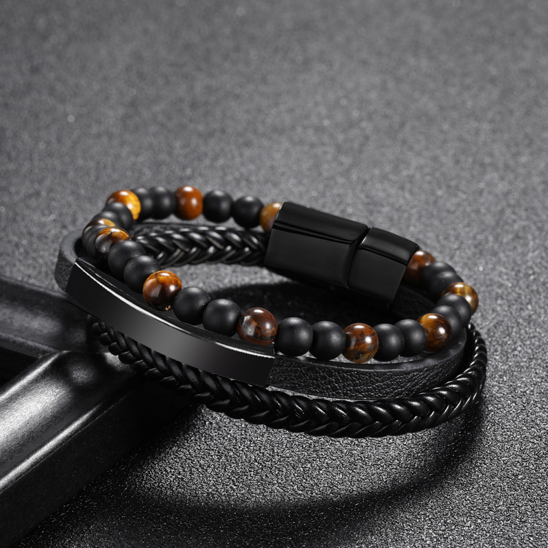 BLACK Three layers of yellow tiger eye