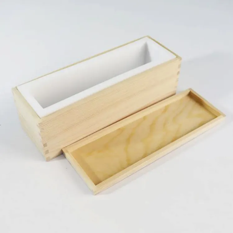 1250ML Silicone Soap Mould Rectangular Toast Loaf Mold With Wooden Box For Cake Decorating Supply Handmade Form Soap Making Tool