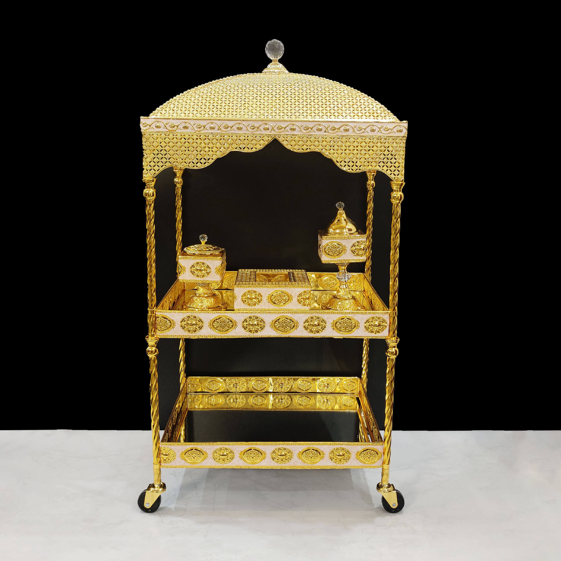 Table basse double couche avec auvent