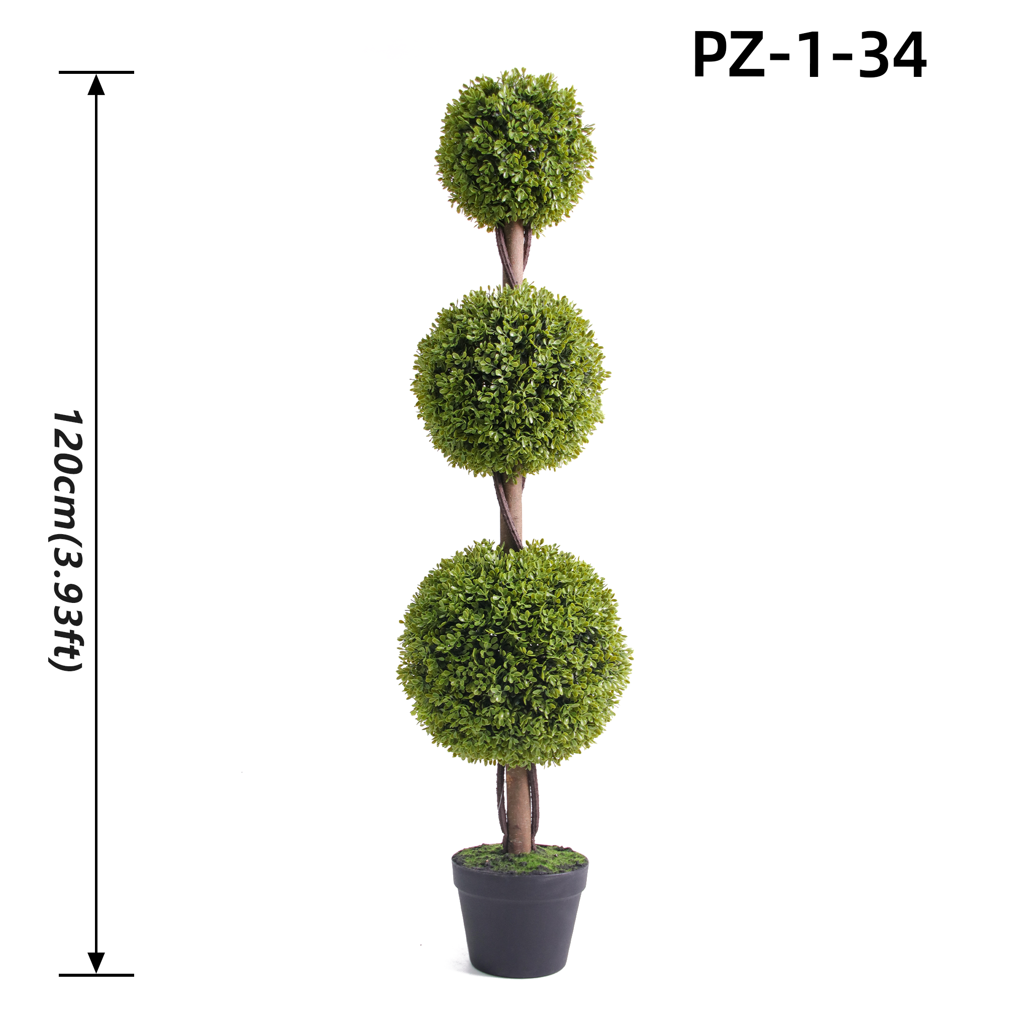 Arbre topiaire artificiel à triple buis (120 cm/3,93 pieds)