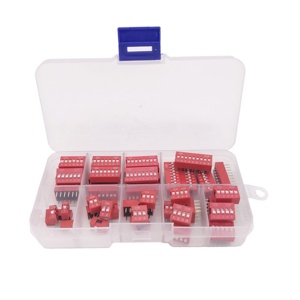 45Pcs/lot 2 54mm Pitch 1 2 3 4 5 6 7 8 9 Channel <strong>Way</strong> <strong>on</strong> Off Slide Type DIL Flat Dial Switch Red DIP Toggle Switch - Product Image 4