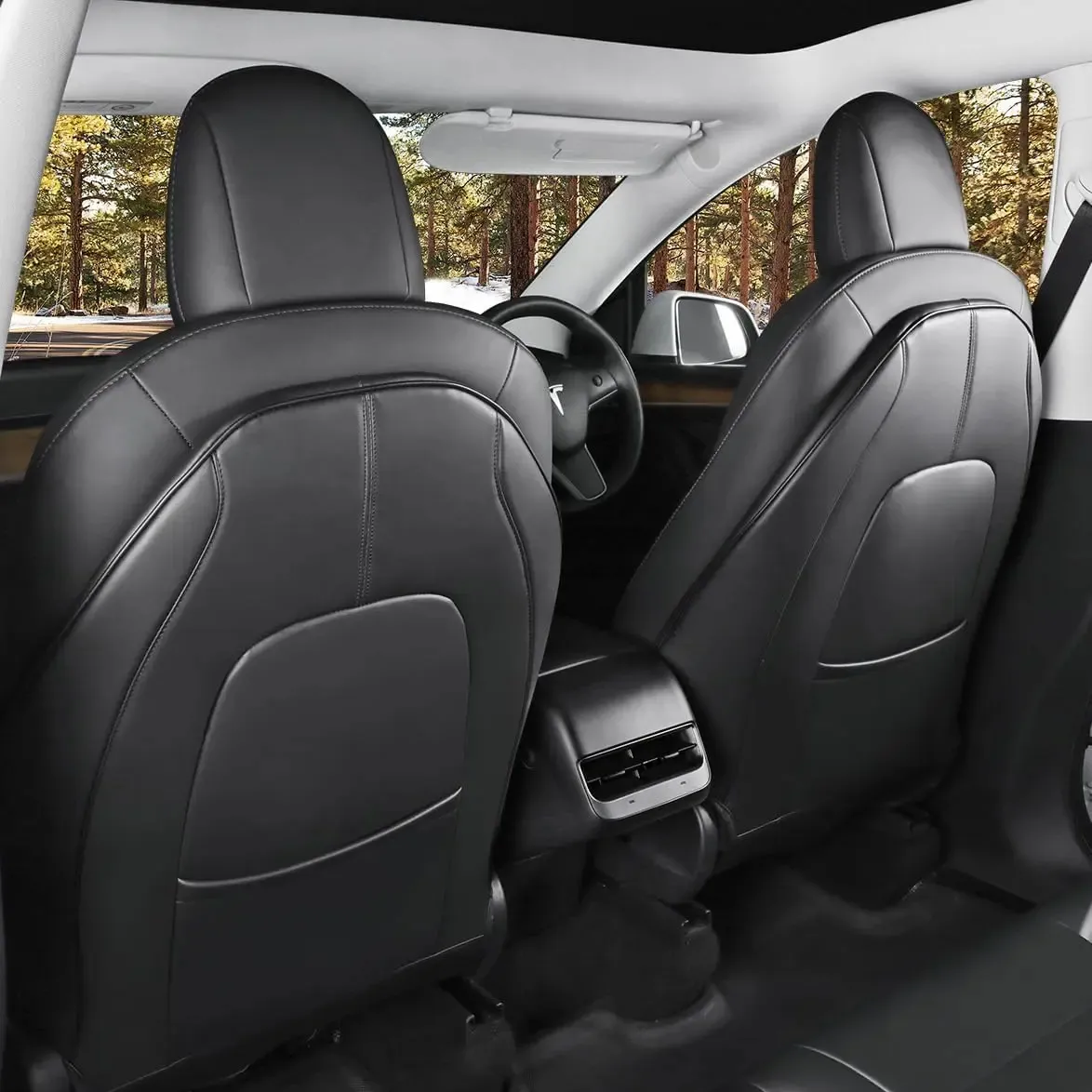 Ekstra organizatör cep dayanıklı PU deri Seatback Kick koruyucu arka koltukta paspaslar koltuk arka kapak Tesla modeli 3 Y S X için