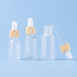 <strong>5ml</strong> 15ml 20ml 30ml 50ml Empty clear Frosted Glass <strong>Perfume</strong> Essential Oil Serum Dropper Bottle with Wood Grain Lid for Packaging - Product Image 2