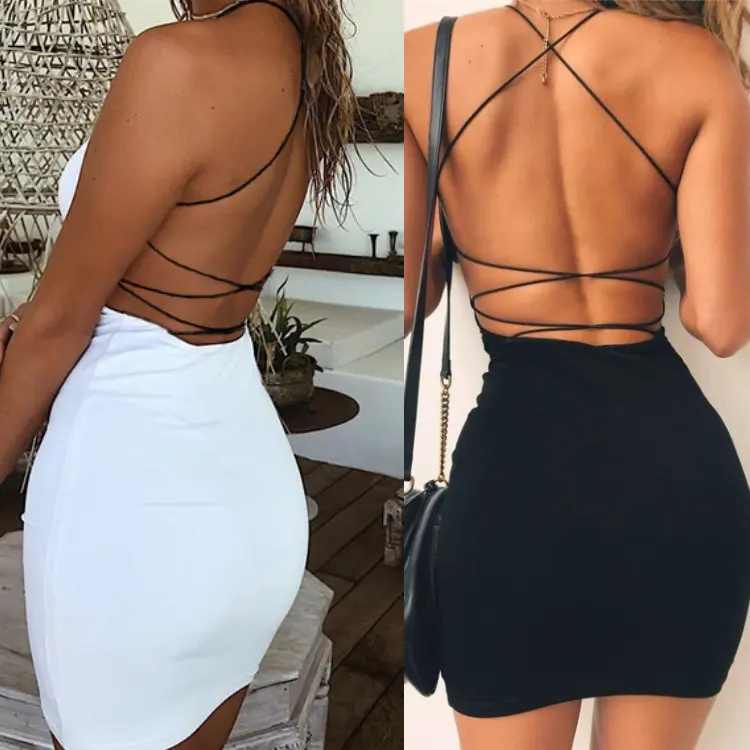 Enyami Boutique Proveedor Verano Elegante Mujer Punto Flaco Sin Mangas Fiesta Club Vendaje Curvo Noche Mini Vestidos Ajustados