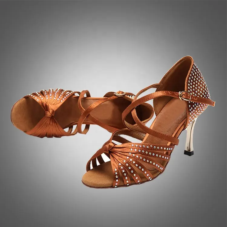 S5545 атласная танцевальная обувь со стразами для латинских танцев сальса танцевальная обувь