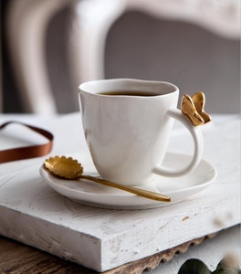 批发陶瓷双层蛋糕盘陶瓷锅杯餐具套装金色浮雕 - Product Image 4