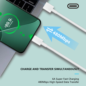 Satışa mobil USB a tipi C 6A PD 66W hızlı şarj 1M tipi C hızlı şarj kablosu beyaz saf bakır yüksek kaliteli kablolar - Product Image 6
