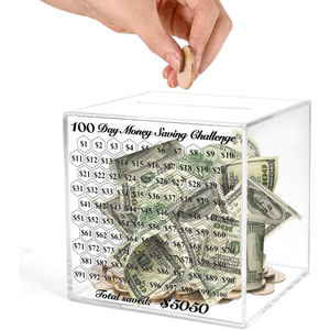 Tùy chỉnh plexiglass đề nghị hộp heo con Ngân hàng rõ ràng Acrylic Smash tiền hộp Acrylic từ thiện lá Phiếu tặng hộp với khóa - Product Image 2