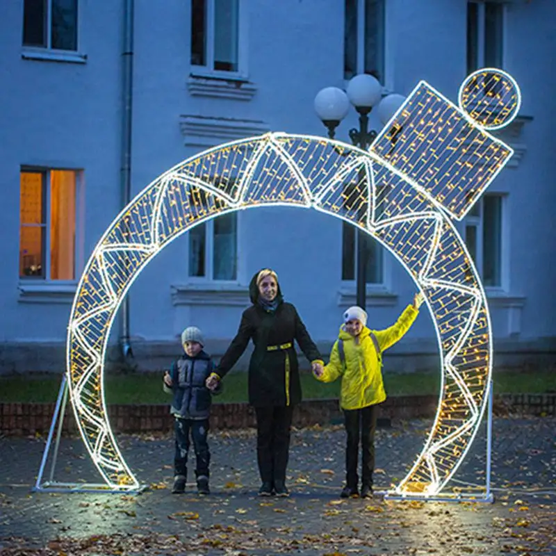 Al aire libre grande 3D arco cifras LED luces de Navidad