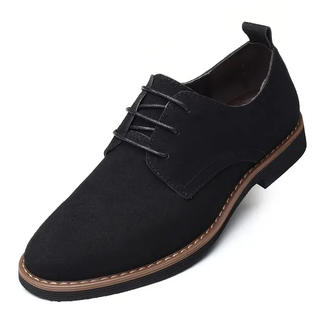 Zapatos de ante de talla grande para hombre, calzado informal, formal, de vestir, de cuero, informal, negro, venta al por mayor