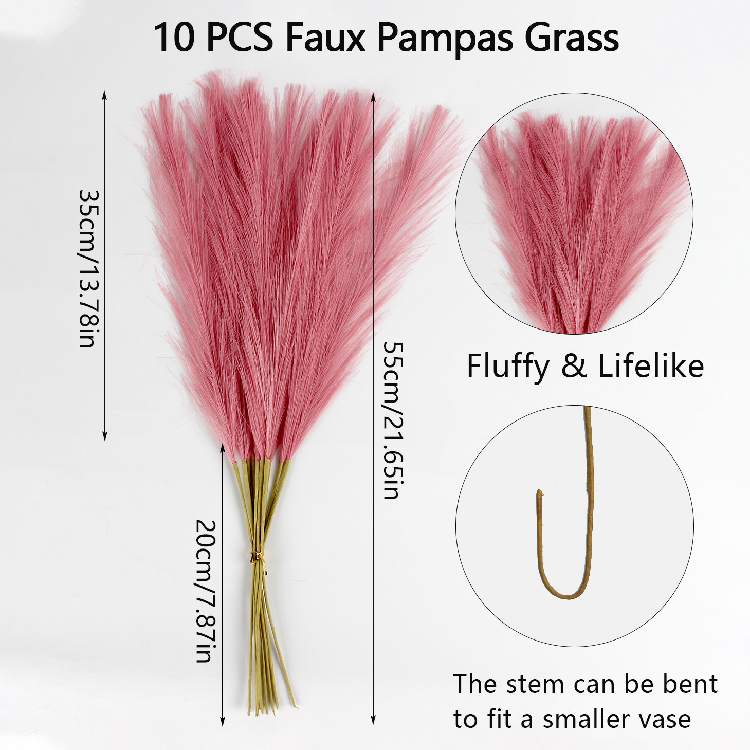 Herbe de pampas rose 10pcs