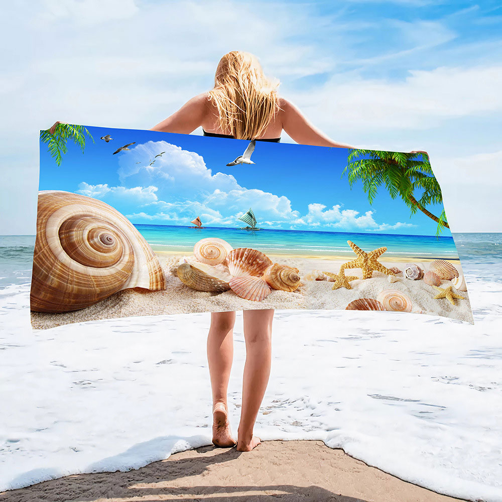 02 Beige & Aqua Seashell & Palm