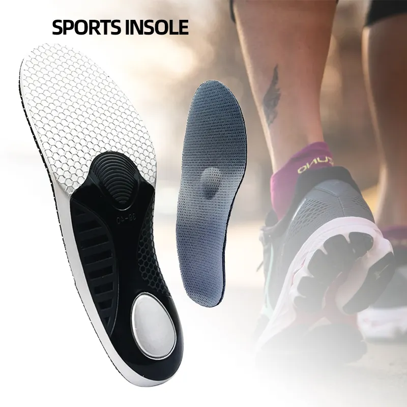 Plantillas deportivas directas de fábrica de alta calidad, soporte para el arco del pie, masaje, plantilla de Gel Poron Tpu, inserto para zapatos