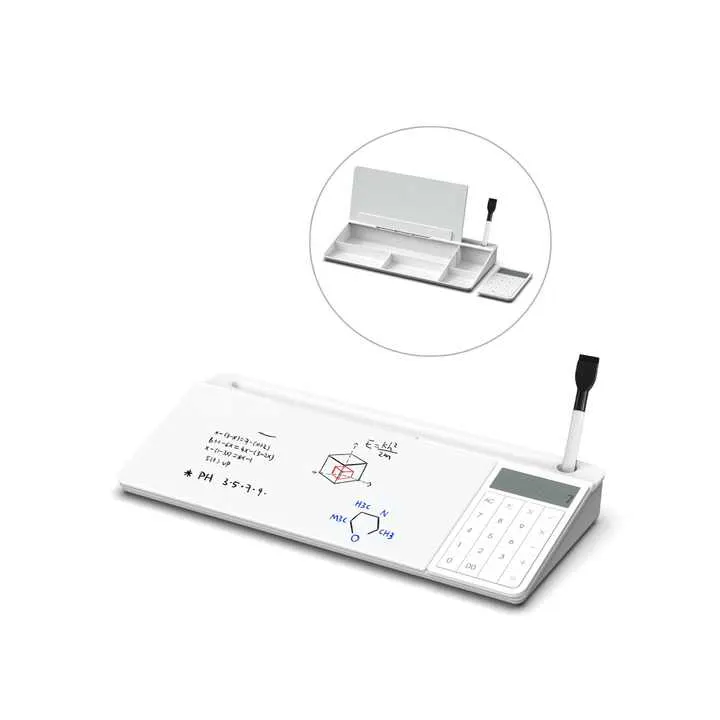 OEM Tablette d'ordinateur effaçable à sec Support de clavier Bureau en verre avec tableau blanc avec calculatrice de base