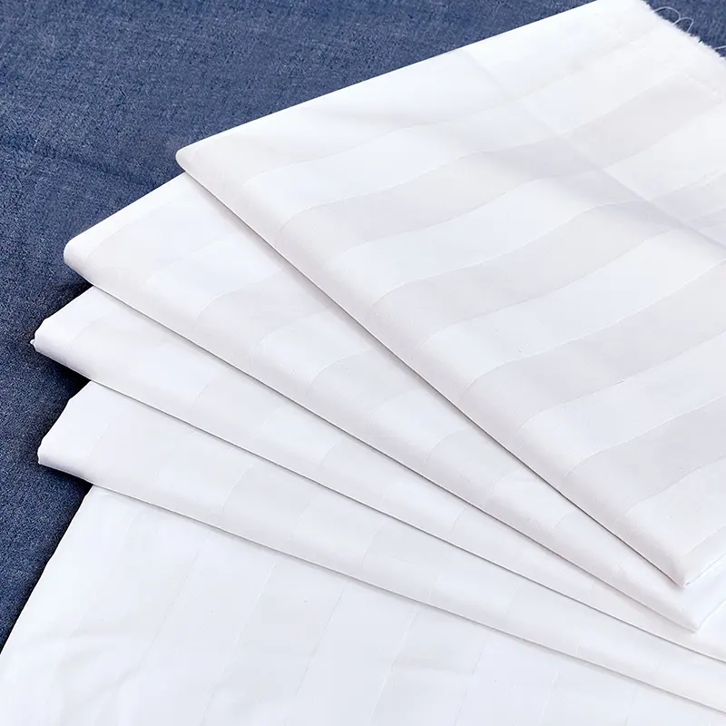 Sábana de cama de hotel de rayas de satén de algodón personalizada textiles para el hogar sábanas ajustadas de lino de hotel telas