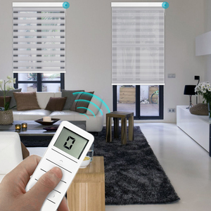 WiFi App Control Electric Window Blind <strong>Shade</strong> Google Alexa Compatible Zebra Blinds Vertical Pattern Fabric Motorized Roller <strong>Door</strong> - Product Image 1